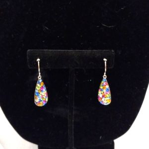 JCM Bragg Teardrop Crystal Earrings Multy Colored